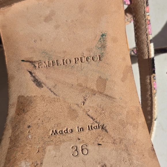 Emilio Pucci Leather Sandals Sz 36 (6) Women Buckle Colorful Italy Luxury Rare - Picture 11 of 11